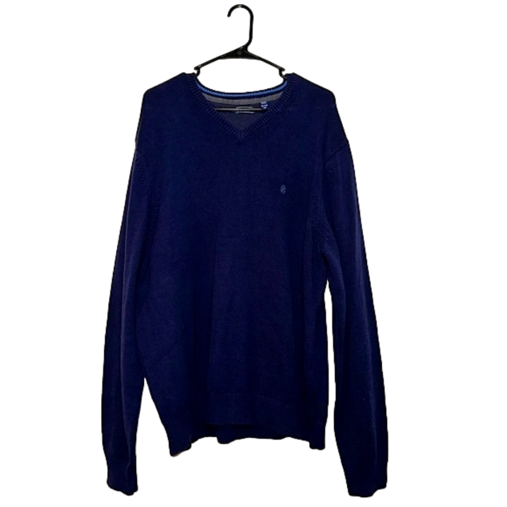 IZOD Navy Blue Long Sleeve Knit V-Neck Sweater